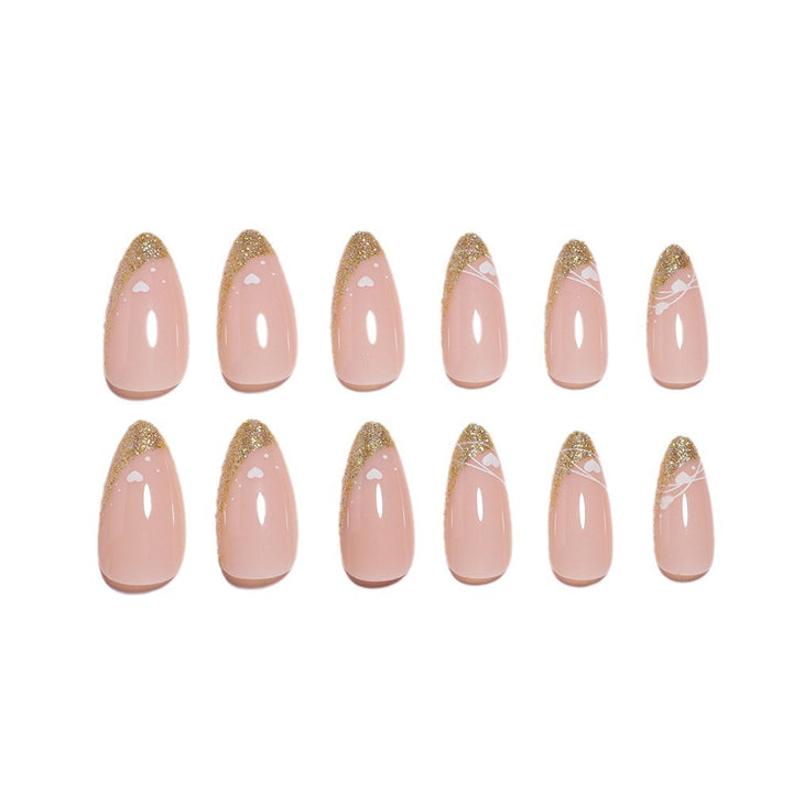 Stylische Glitzer French Tip Press-On Nägel Karnz