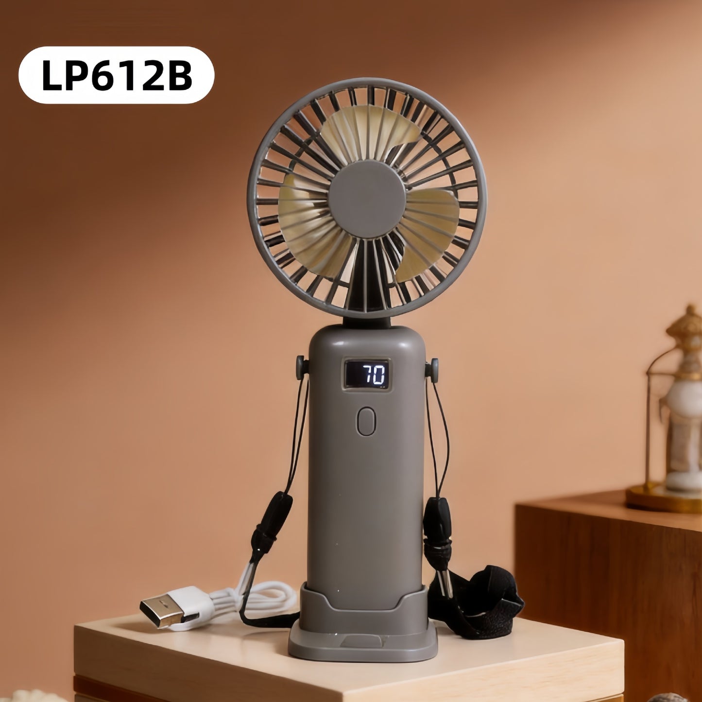 Damen Tragbarer Handventilator mit LCD-Display und USB-Ladefunktion Karnz