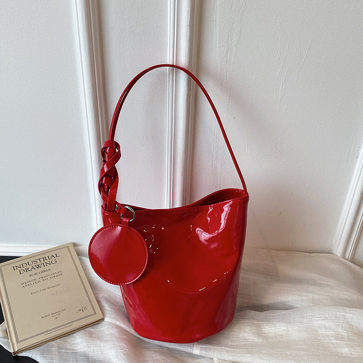 WoChic Patente Leder Eimer Tasche Karnz