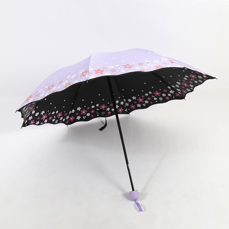 Damen Falt-Regenschirm mit detailliertem Floraldesign Karnz