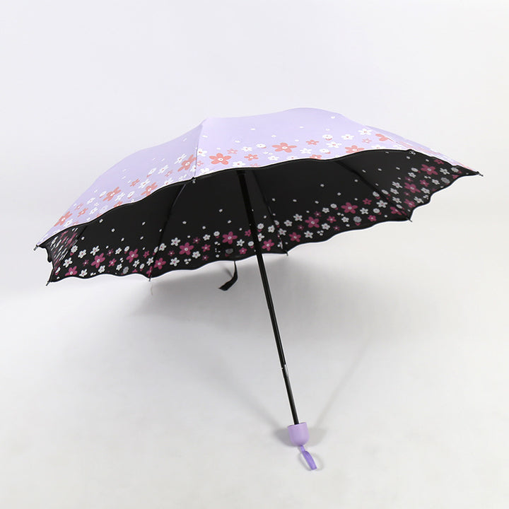 Damen Falt-Regenschirm mit detailliertem Floraldesign Karnz
