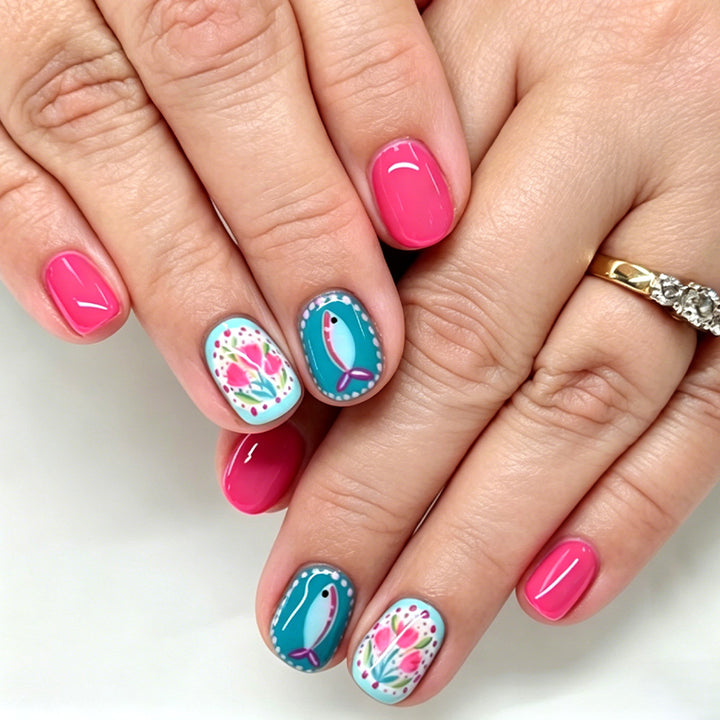 Künstlerische florale Nagelkunst Karnz