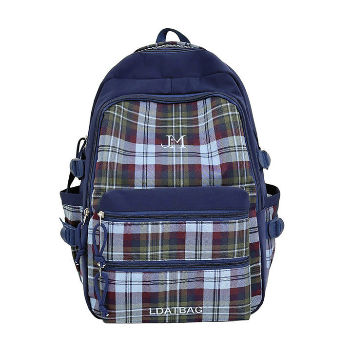 Multi-Compartment Plaid Rucksack