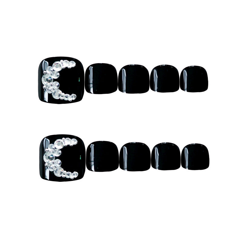 Elegante mit Strass verzierte Press-On-Fußnägel