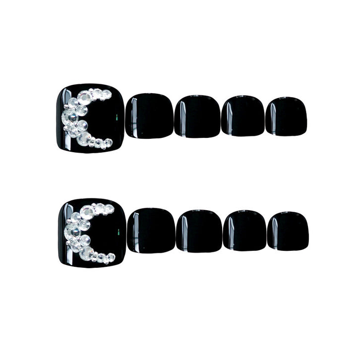 Elegante mit Strass verzierte Press-On-Fußnägel