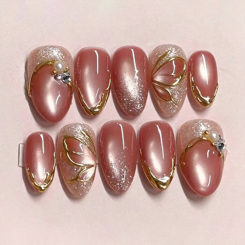 Dekoratives Perlenakzent Press-On Nagelset