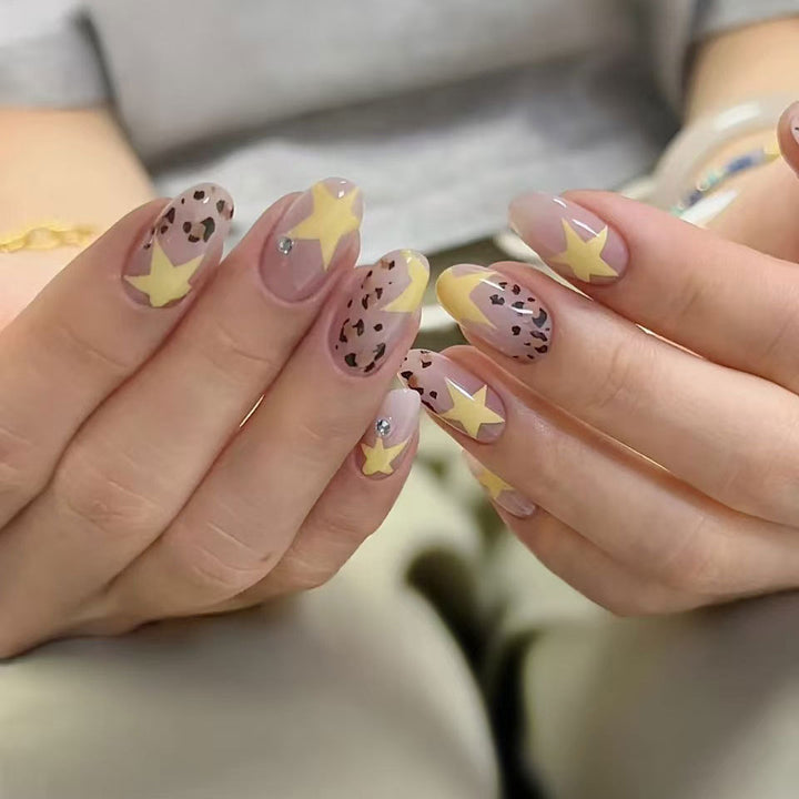 Trendy Tierdruck und Stern Nagelkunst Set