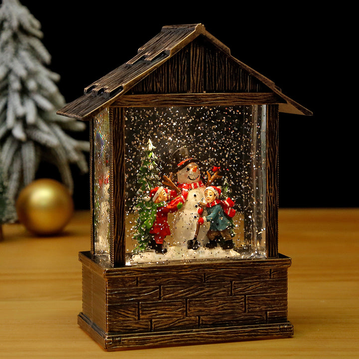 Nostalgische Schneekugel-Dekoration mit Weihnachtsmann und Kindern Karnz