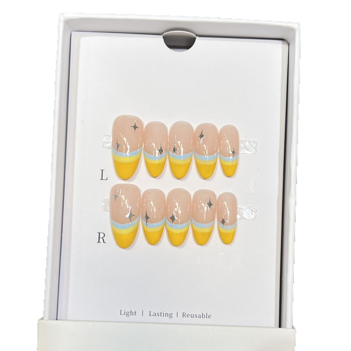 Stylisches Press-On-Nagelset mit einzigartigem bunten Design Karnz