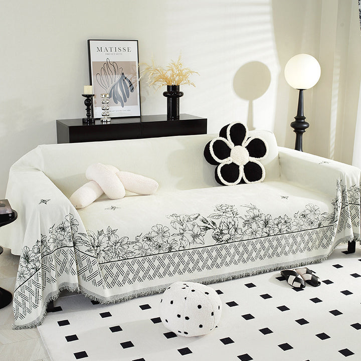 Elegante Blumengemusterte Sofa-Wurfdecke