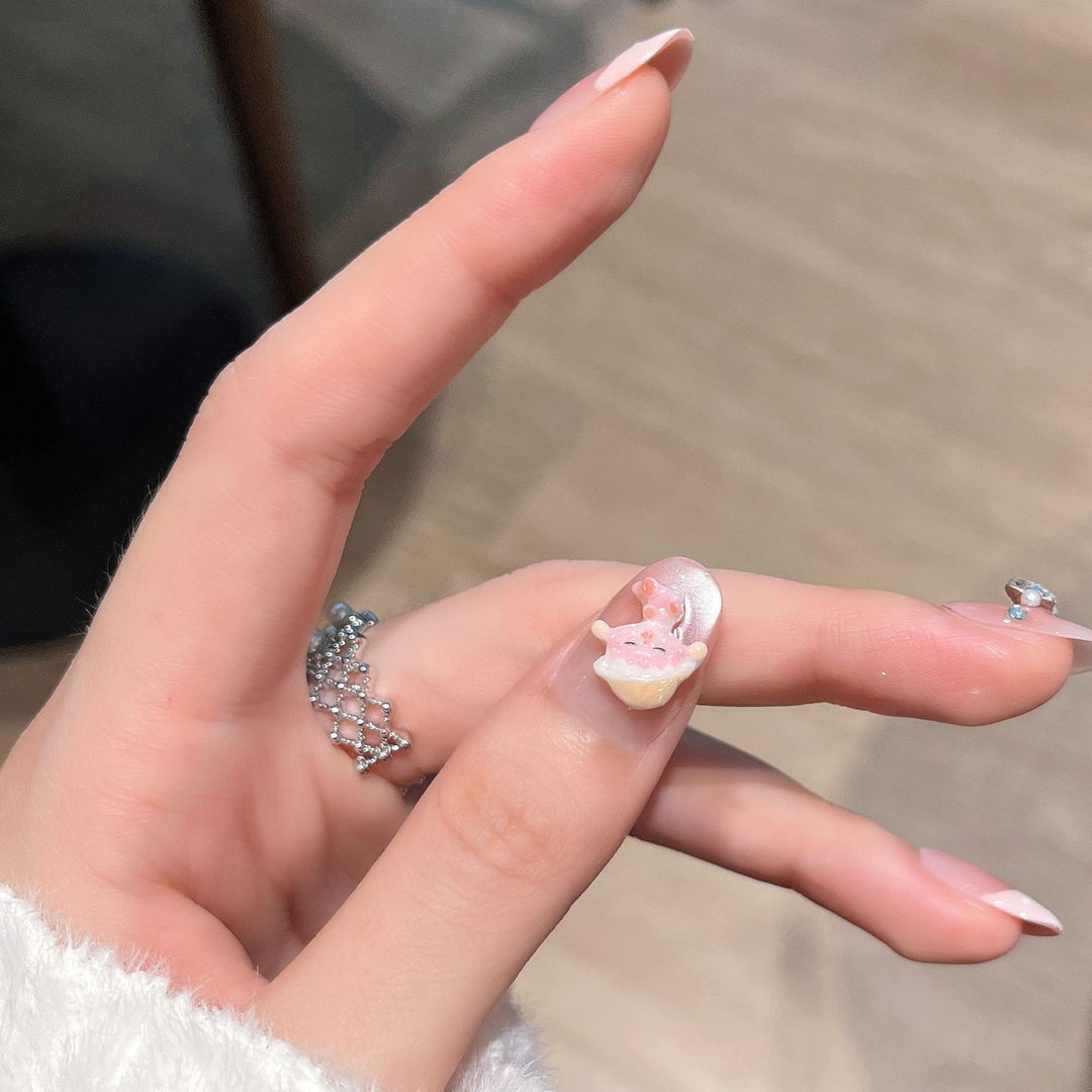 Elegantes Floral Verziertes Press-On Nagelset Karnz