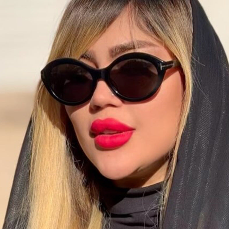 Damen modische Sonnenbrille mit innovativem ovalen Rahmen und UV-Schutz Karnz