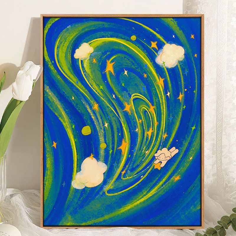 Phantasievolles kosmisches Landschafts-Canvas-Kunstwerk Karnz