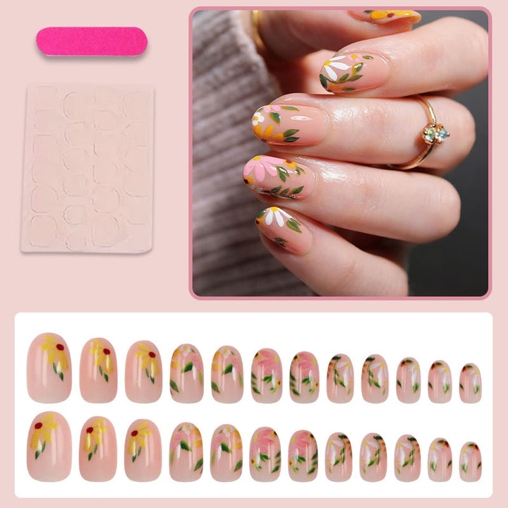 Künstliche Fingernägel Set mit floralen Verzierungen Karnz