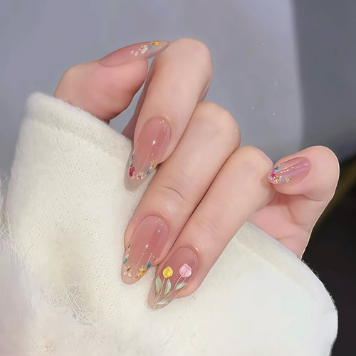 Blumen-Design Press-On Nagelkunst Set