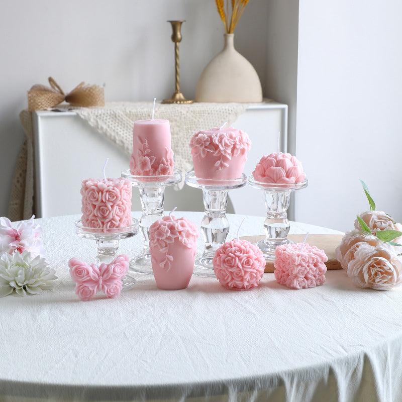 Handgegossen Blütenrelief Cupcake Dekorationskerze