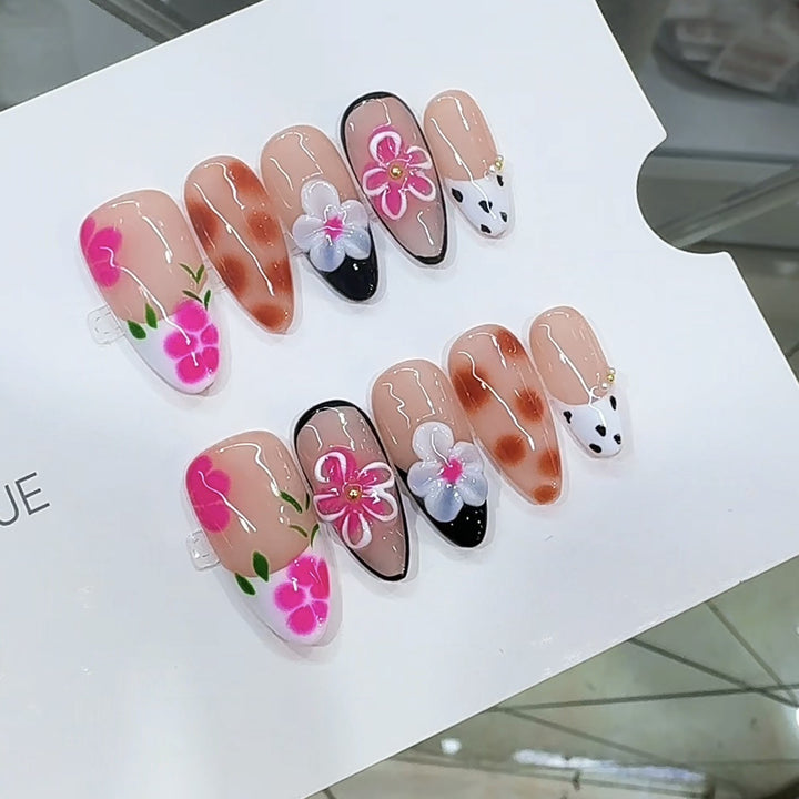 Künstlerisches Floral Press-On Nagelset Karnz 1787296026