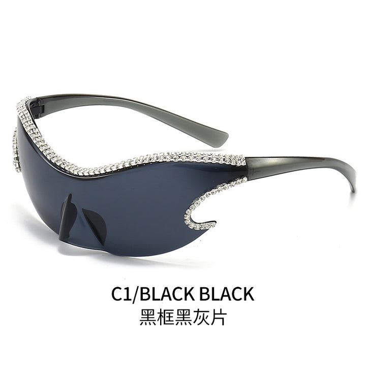 Damen Glamouröse Sonnenbrille mit funkelndem Strassbesatz Karnz