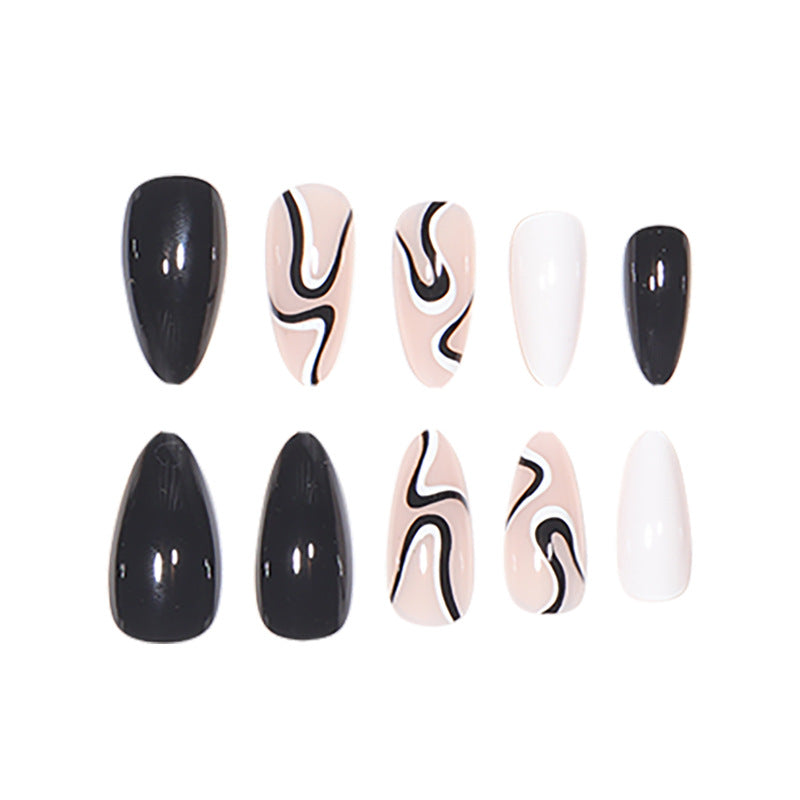 Abstract Wave Design Stiletto Press-On Nägel Karnz