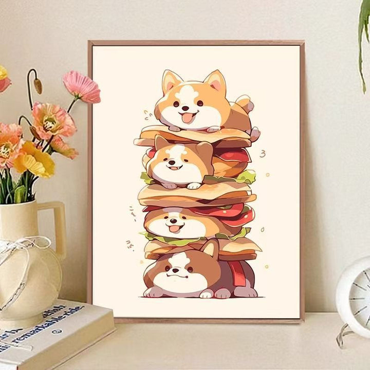 Verspielt katzenmotiviertes Food-Art-Druck Karnz
