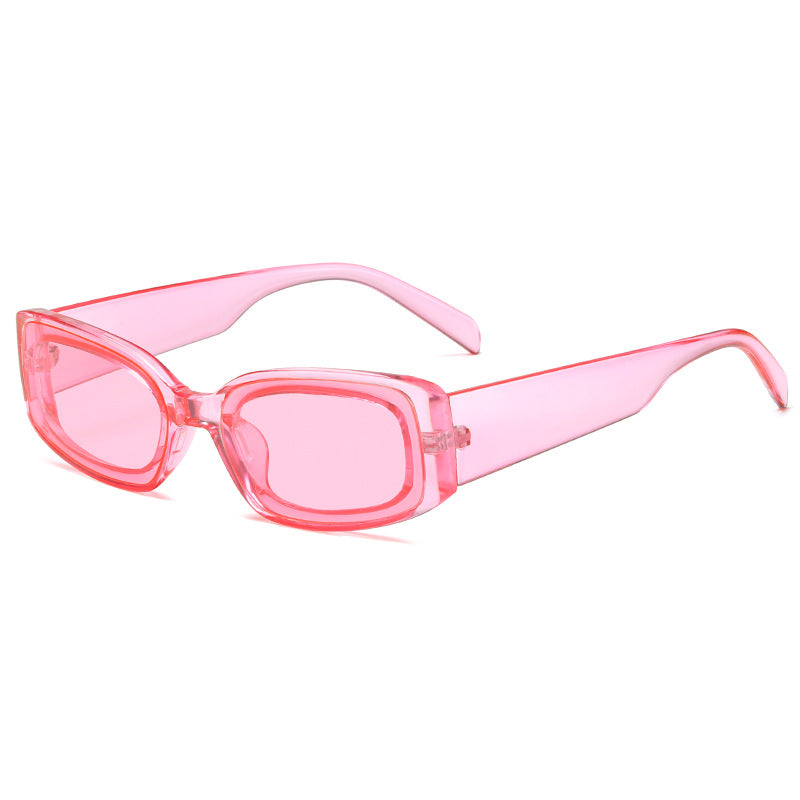 Damen stilvolle Sonnenbrille mit quadratischen Gläsern und transparentem Rahmen Karnz