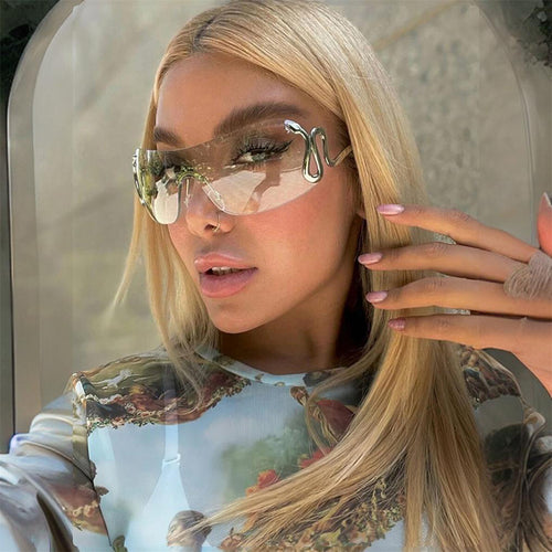 Damen modische Oversized-Sonnenbrille mit innovativem Metallrahmen und einzigartigem Design Karnz