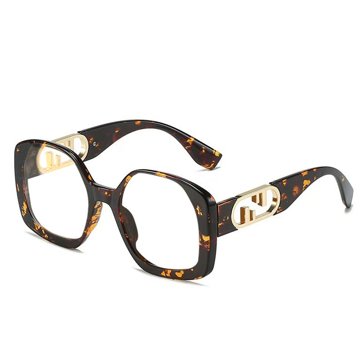 Damen oversized Sonnenbrille mit extravagantem geometrischen Rahmen und eleganten Akzenten Karnz