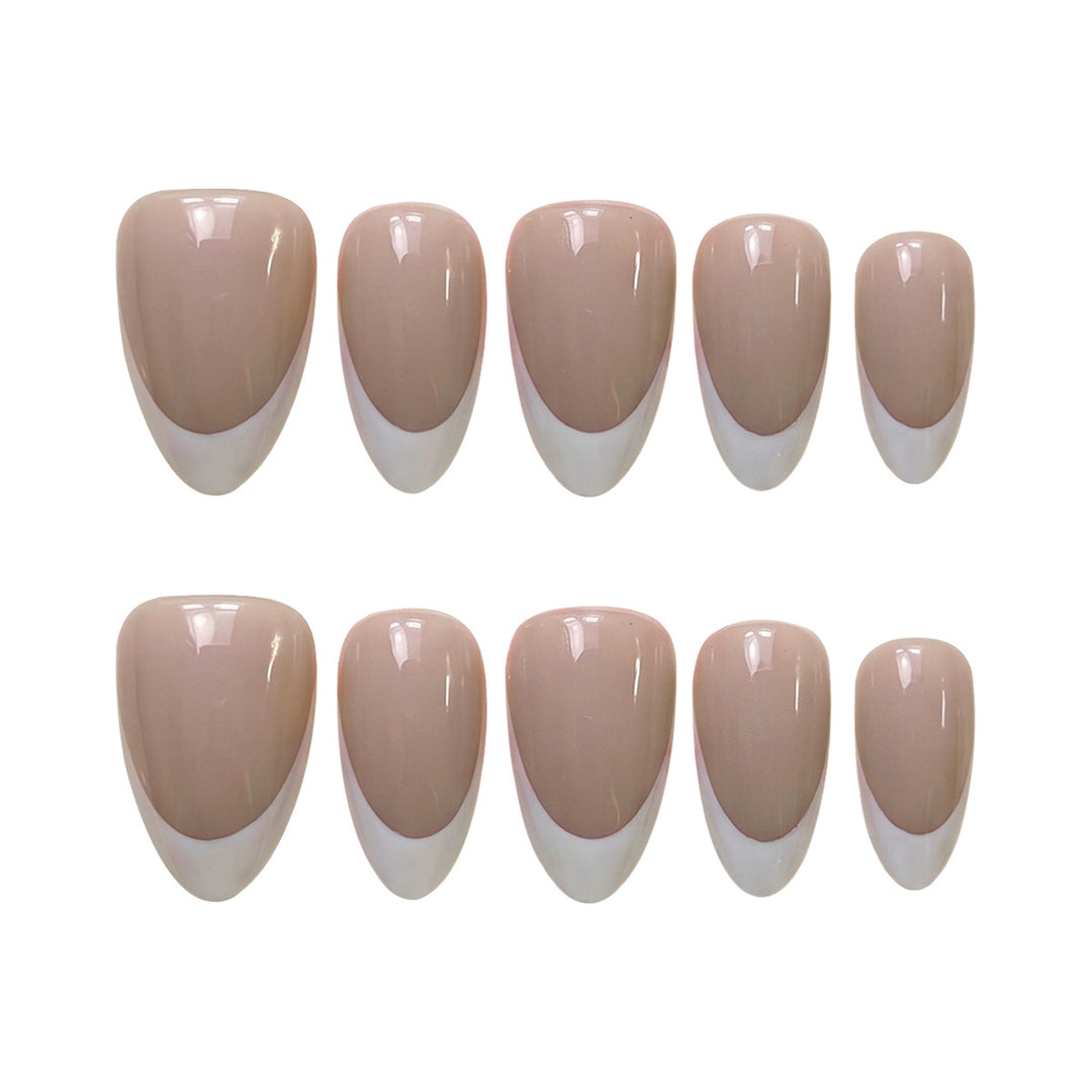Elegantes Press-On-Nagel-Set mit französischem Spitzen-Design