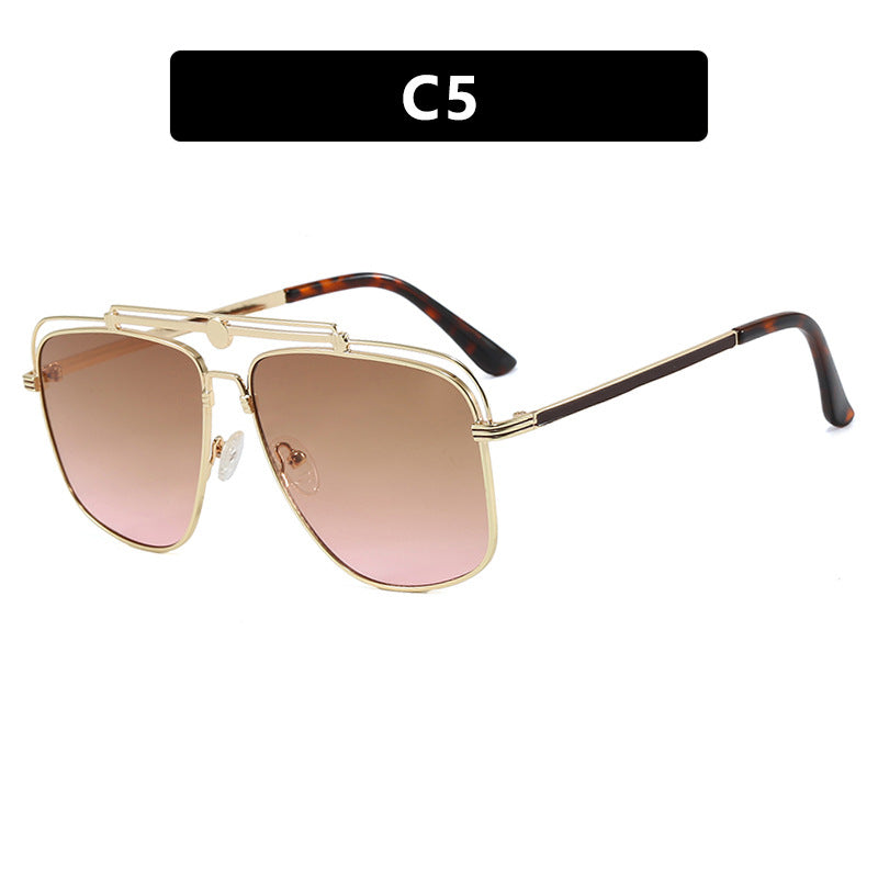 Damen elegante quadratische Sonnenbrille mit goldenen Akzenten Karnz