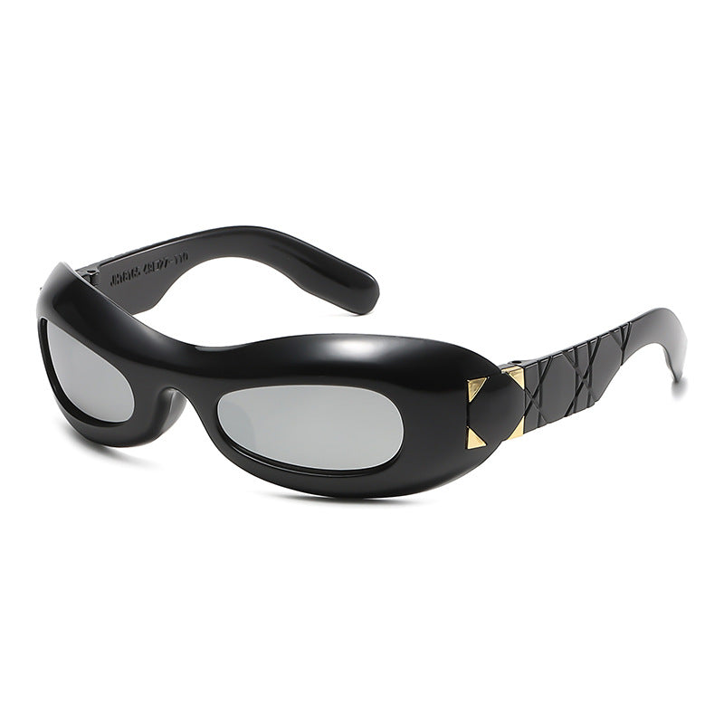 Damen futuristische Designer-Sonnenbrille mit innovativem Rahmen Karnz