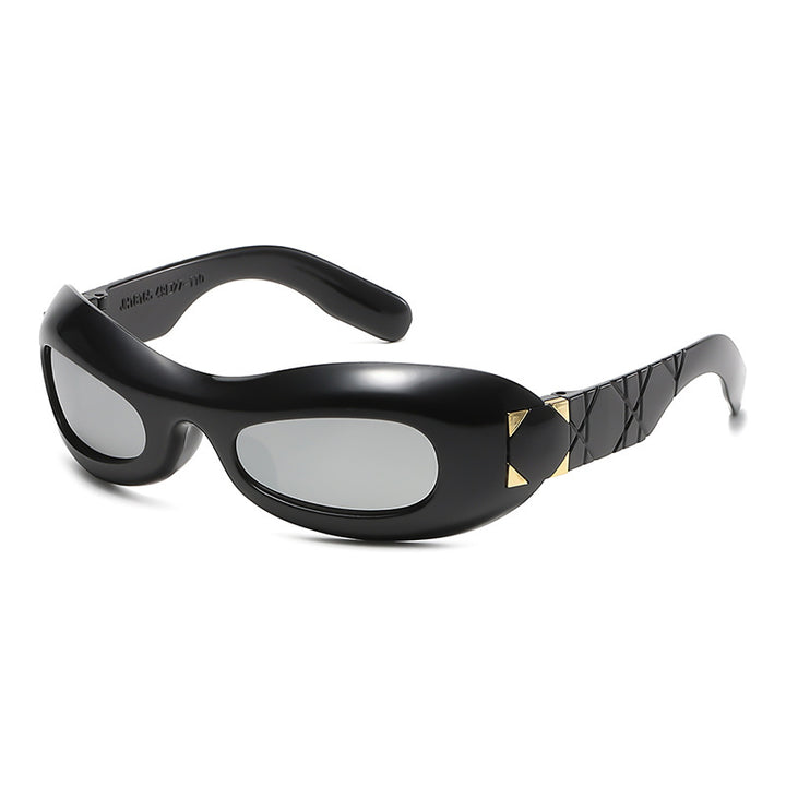 Damen futuristische Designer-Sonnenbrille mit innovativem Rahmen Karnz