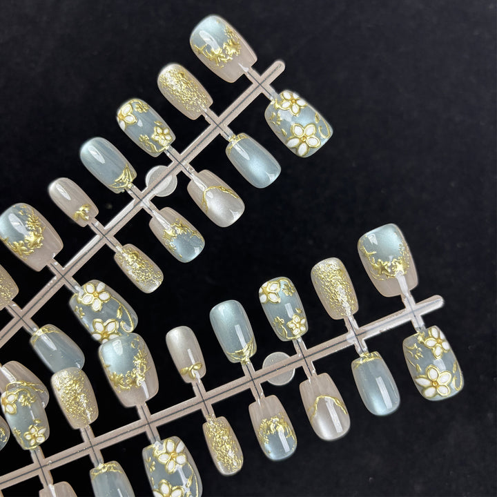 Blumenmuster Press-On Nagelset Karnz