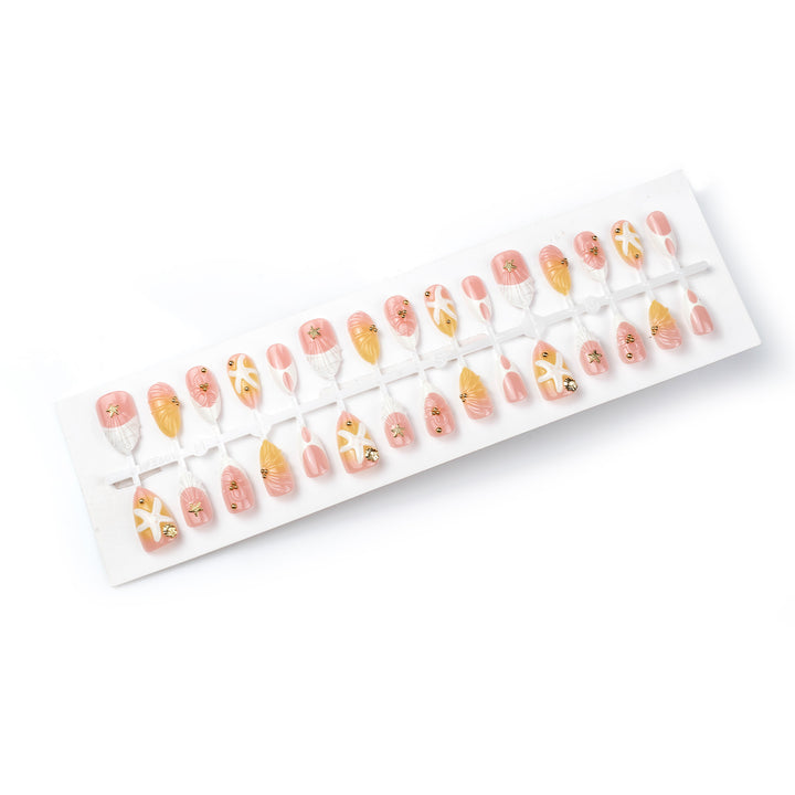 Künstlerisches von Muscheln inspiriertes Press-On Nagelkunstset