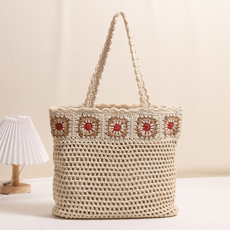 Damen Handgefertigte Tragetasche mit floralen Applikationen Karnz