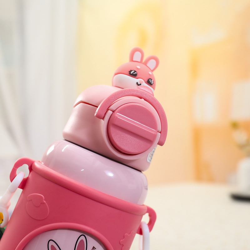 Damen Isolierte Trinkflasche mit niedlichem Froschdesign und praktischem Tragegurt Karnz
