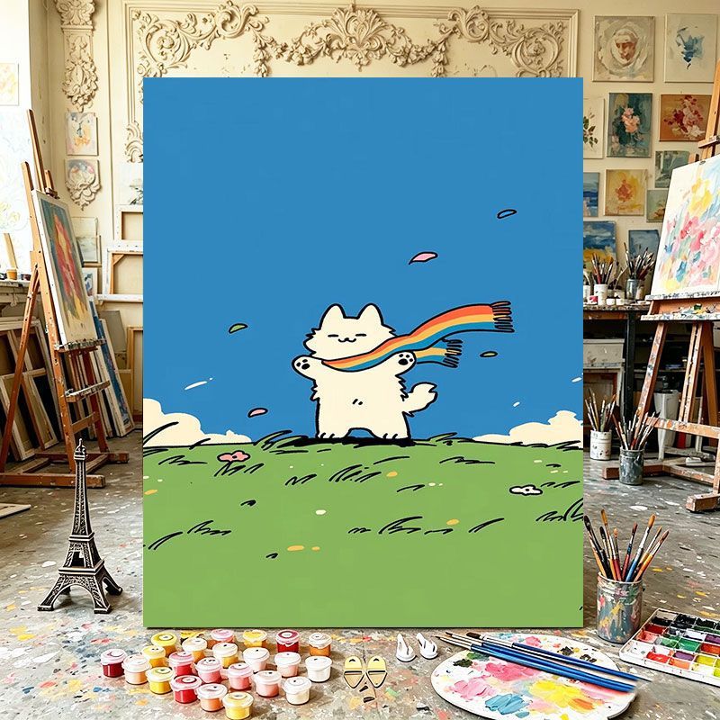 Verspielte Katzenillustration Kunstdruck Karnz