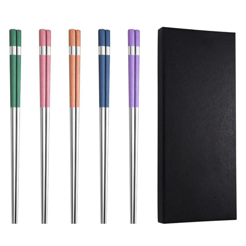Edelstahl Essstäbchen mit Rutschfestem Griff Karnz