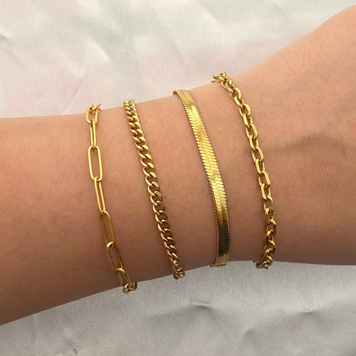 Schichtet Goldkette Armband Set Karnz
