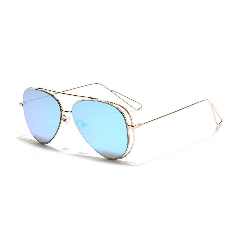 Damen Retro-flieger Sonnenbrille mit silbernem Metallrahmen und verspiegelten Gläsern Karnz