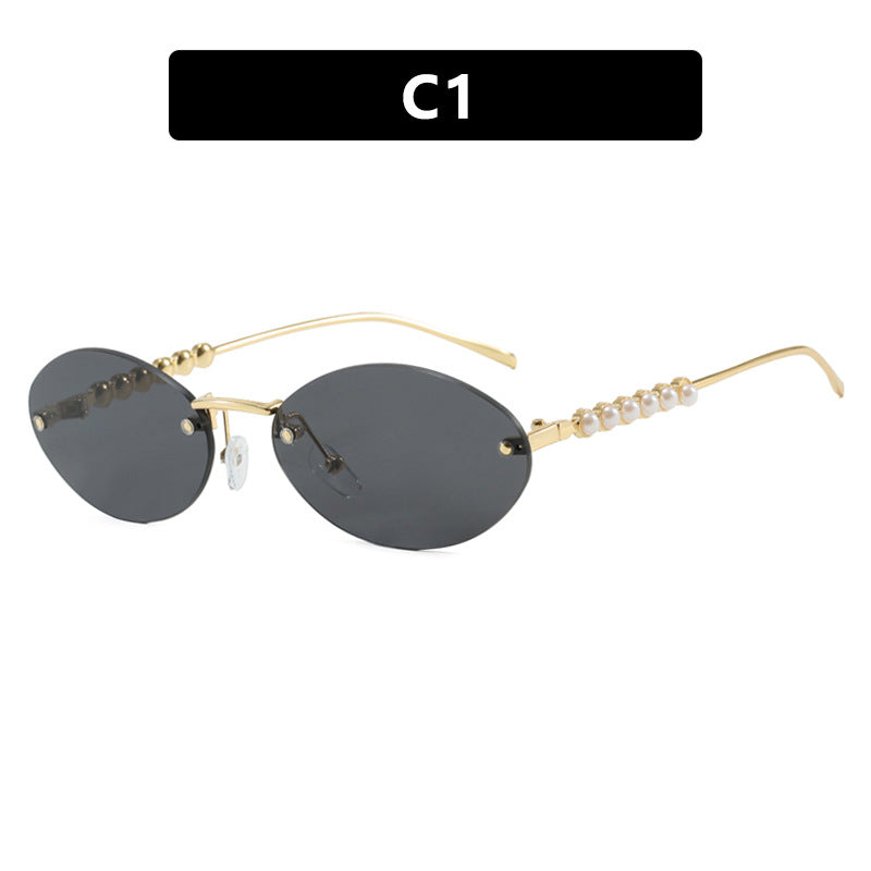 Damen stilvolle ovale Sonnenbrille mit eleganten Verzierungen Karnz