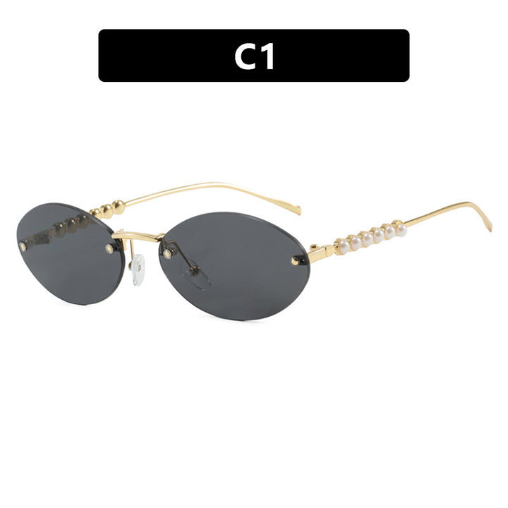 Damen stilvolle ovale Sonnenbrille mit eleganten Verzierungen Karnz