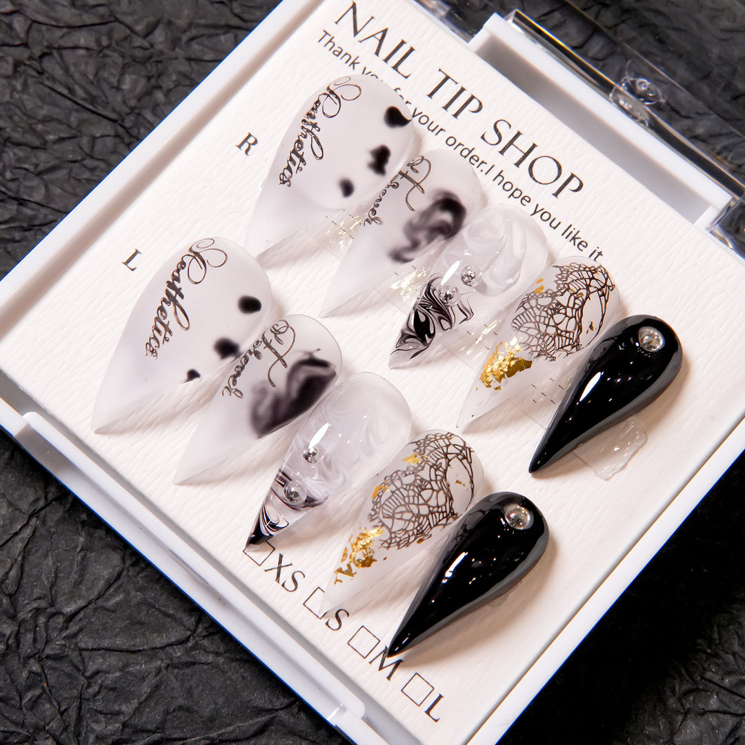 Künstlerische Gothic Stiletto Press-On Nägel