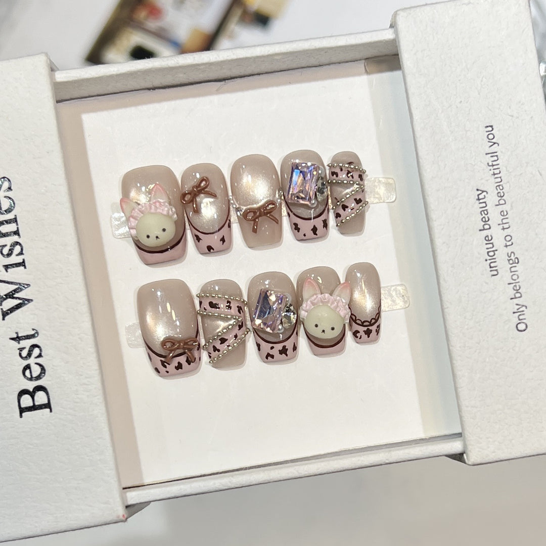 Verspieltes Tier-Themen Press-On Nagelset Karnz