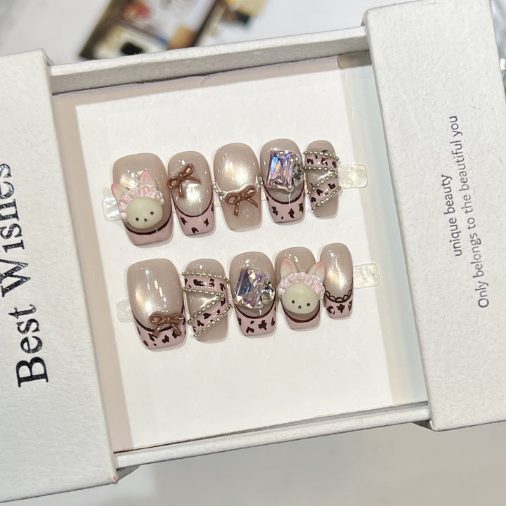 Verspieltes Tier-Themen Press-On Nagelset Karnz