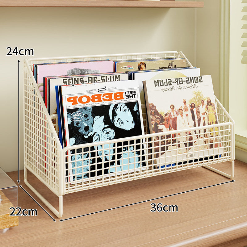Winkeleckiger Drei-Tier Metall-Mesh Vinyl-Schallplatten- und Magazin-Organizer-Regal