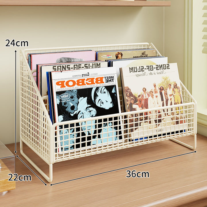 Winkeleckiger Drei-Tier Metall-Mesh Vinyl-Schallplatten- und Magazin-Organizer-Regal