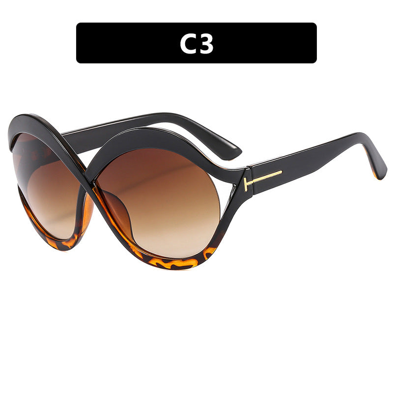 Damen extravagante Cat-Eye Sonnenbrille mit geschwungenem Rahmen Karnz
