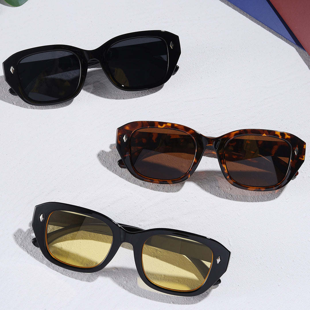 Damen stilvolle quadratische Sonnenbrille mit hochwertigem Schildpatt-Rahmen Karnz