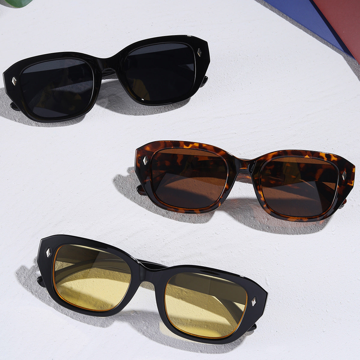 Damen stilvolle quadratische Sonnenbrille mit hochwertigem Schildpatt-Rahmen Karnz