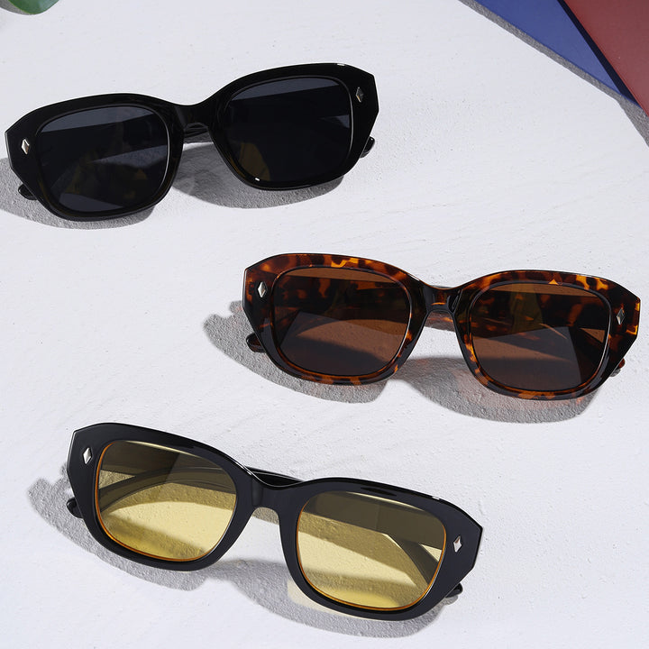 Damen stilvolle quadratische Sonnenbrille mit hochwertigem Schildpatt-Rahmen Karnz
